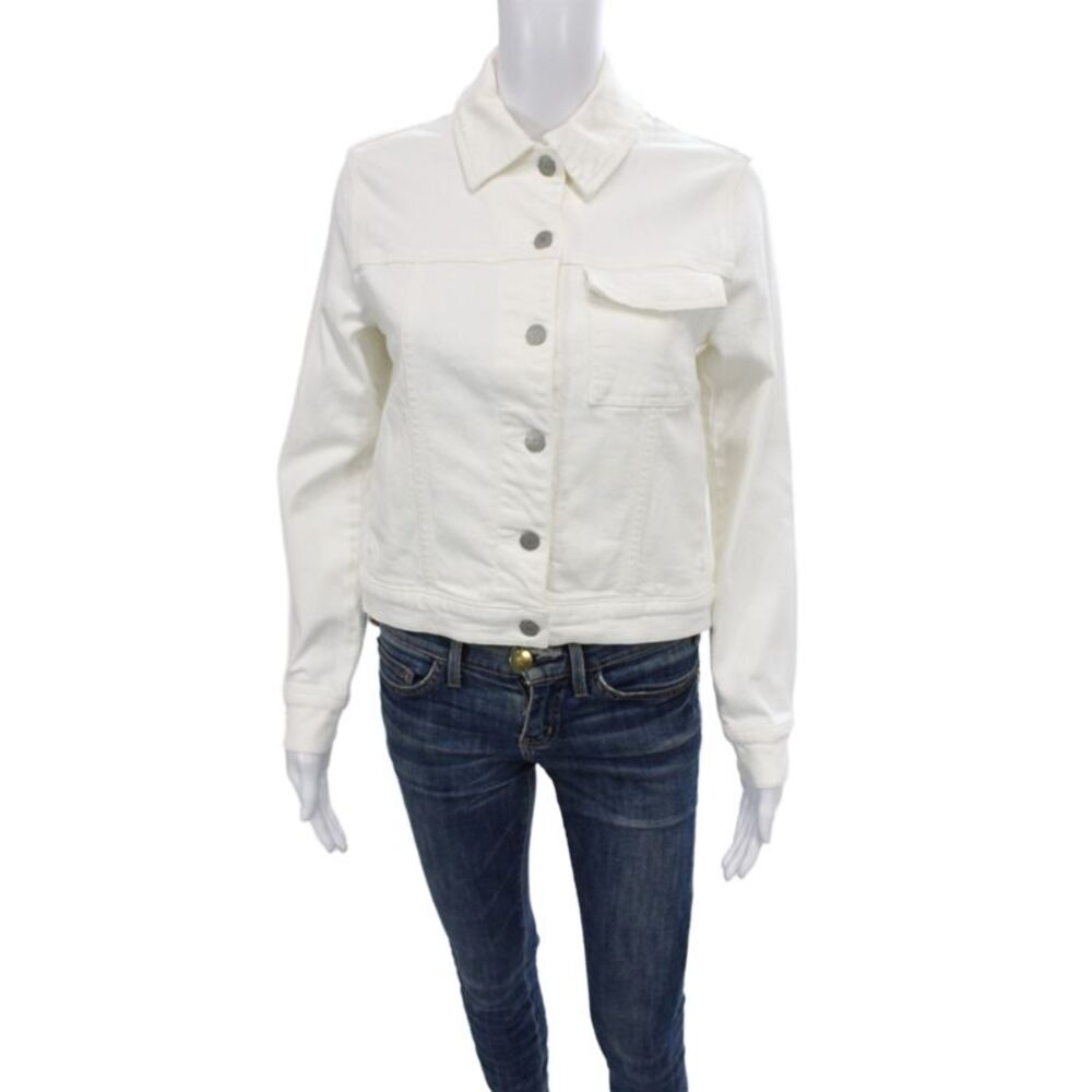 Comptoir Des Cotonniers Womens Basic Jacket White Cotton Button Size 36